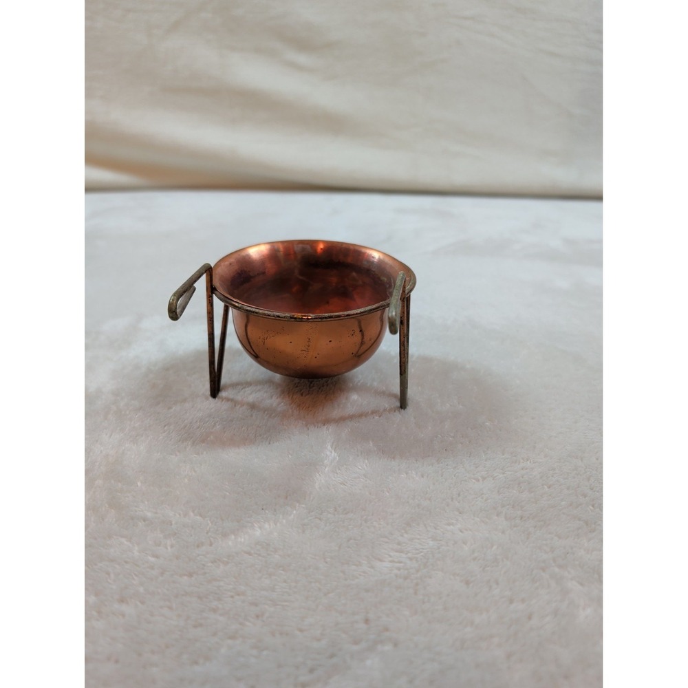 Vintage Miniature Copper Wheelbarrow Planter Brass Frame Decorative Bowl 5 Inch - Picture 4 of 8